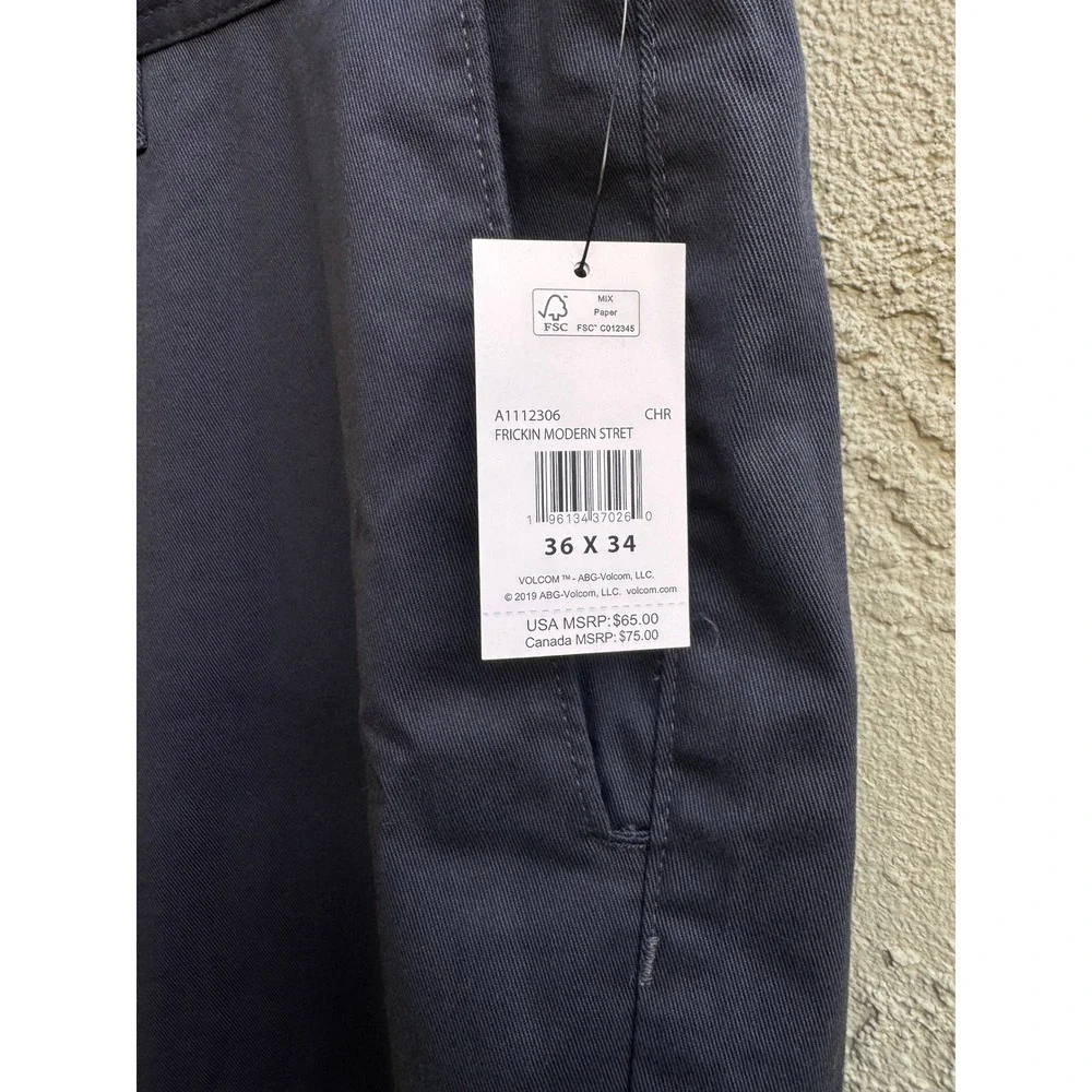 Volcom NEW Mens Navy Blue Frickin Modern Stretch Pants SZ 36 Chino Tailored